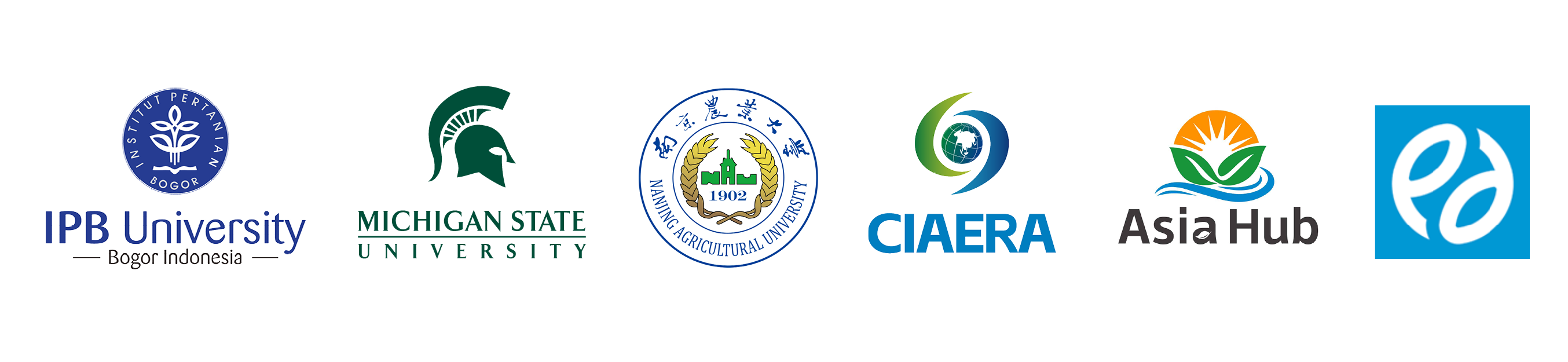logos for IPB University, Michigan State University, Nanjing Agricultural University, CIAERA, Asia Hub, and Future Earth